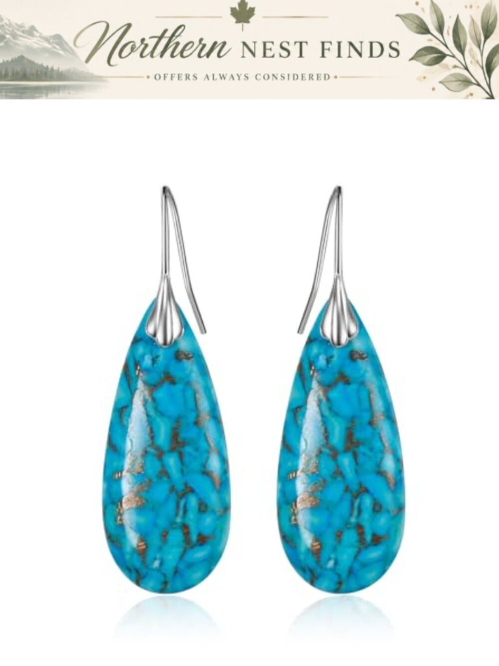 Bohemia Natural Stone Dangle Drop Earrings Sterling Silver Lightweight